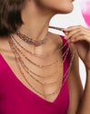 Collar Long Crystals Cleopatra Acero Baño Oro