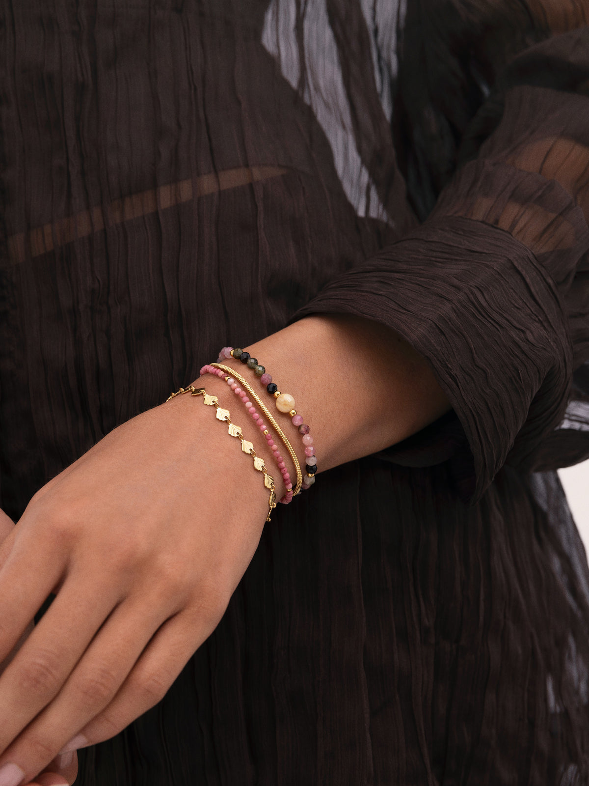 Pulsera Amulet Cats Eye Acero Baño Oro