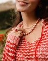 Collar Carmesí Acero Baño Oro