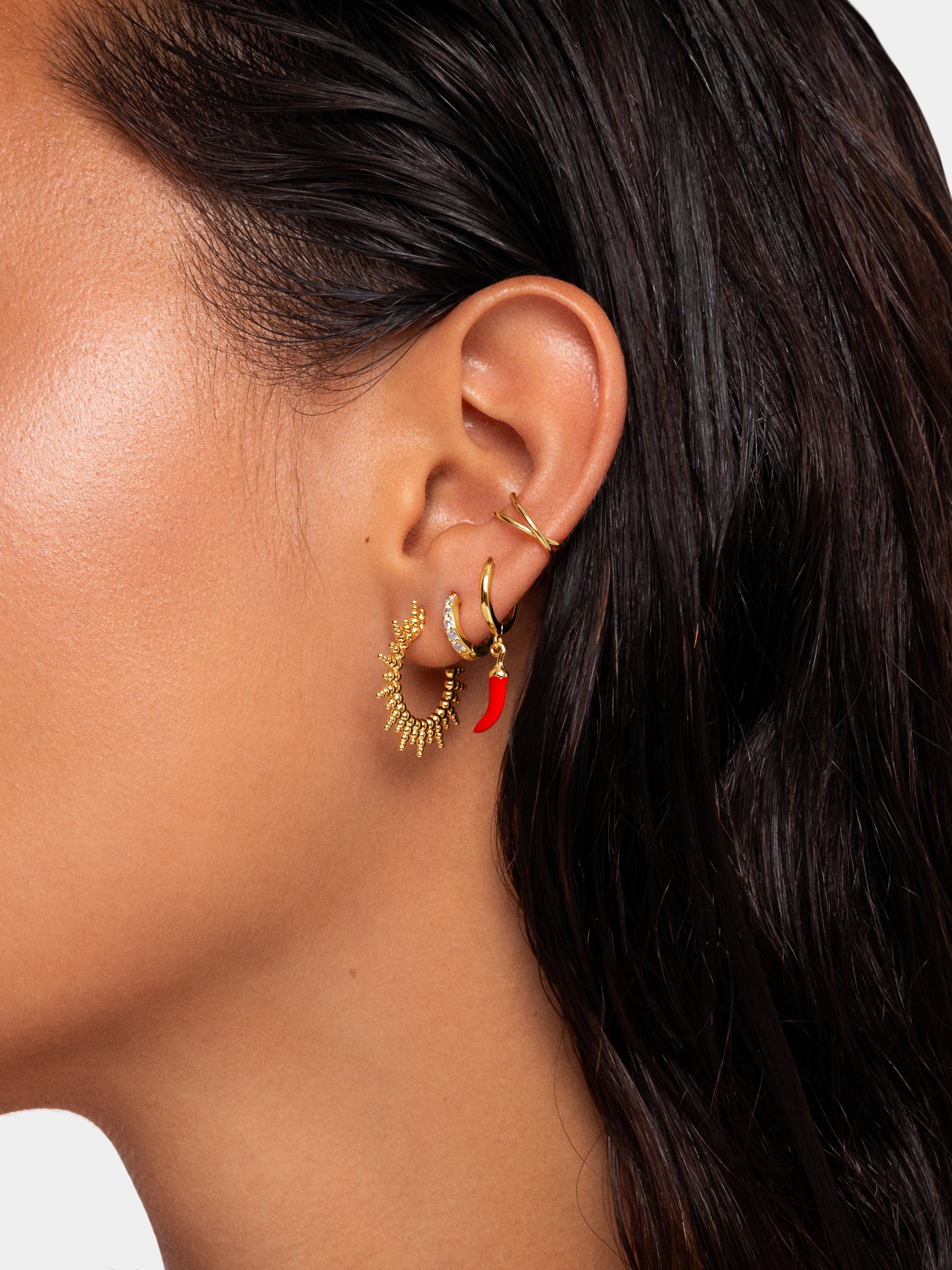 Pendientes Pebbles Sun Acero Baño Oro