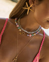 Collar Pompeya Turquesa Acero Baño Oro