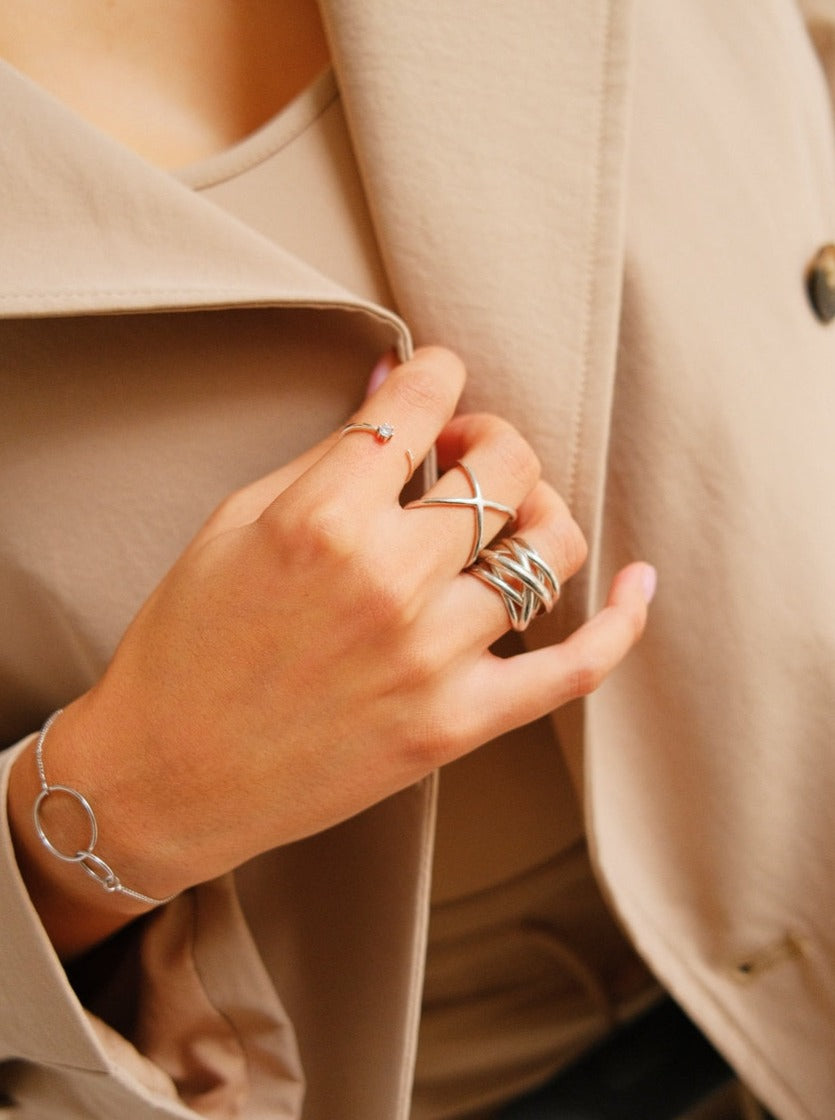 Triple Cross Stainless Steel Ring