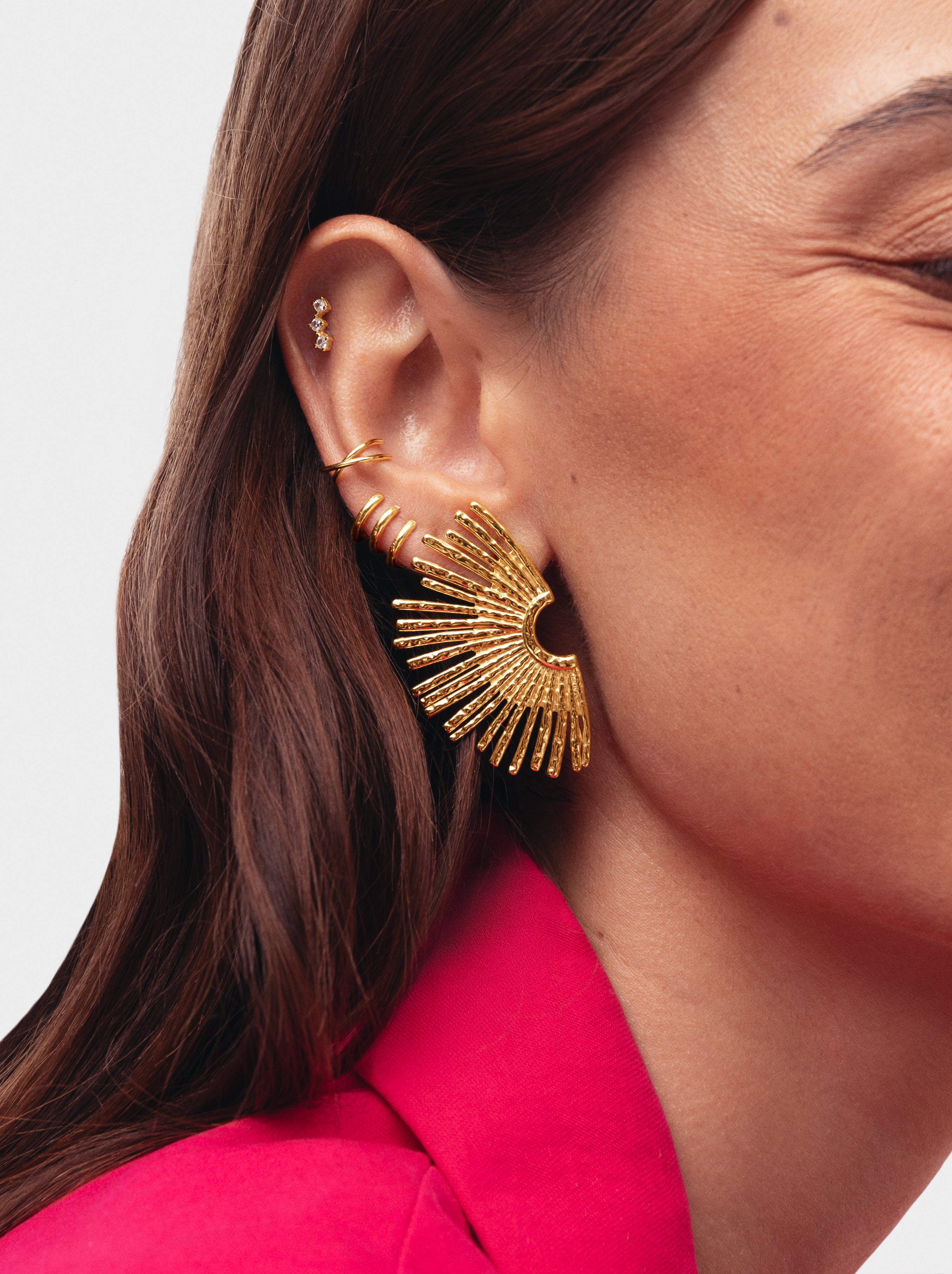 Pendientes Sunbeam Acero Baño Oro