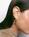 Pendiente Suelto Ear Cuff Cross Plata Baño Oro
