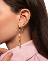 Pendientes Drop Orquidea Plata Baño Oro