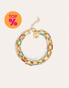 Pulsera Link Rainbow Enamel Acero Baño Oro