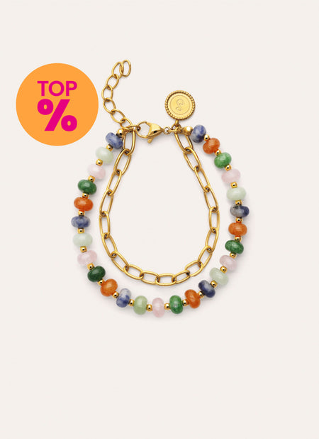 Pulsera Alpine Stones Acero Baño Oro