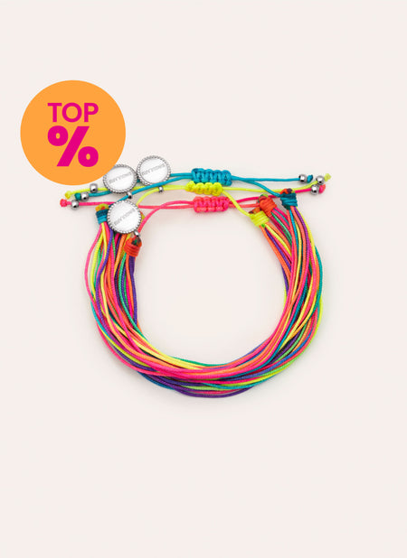 Pack 3 Pulseras Neon Rainbow Fruits Acero
