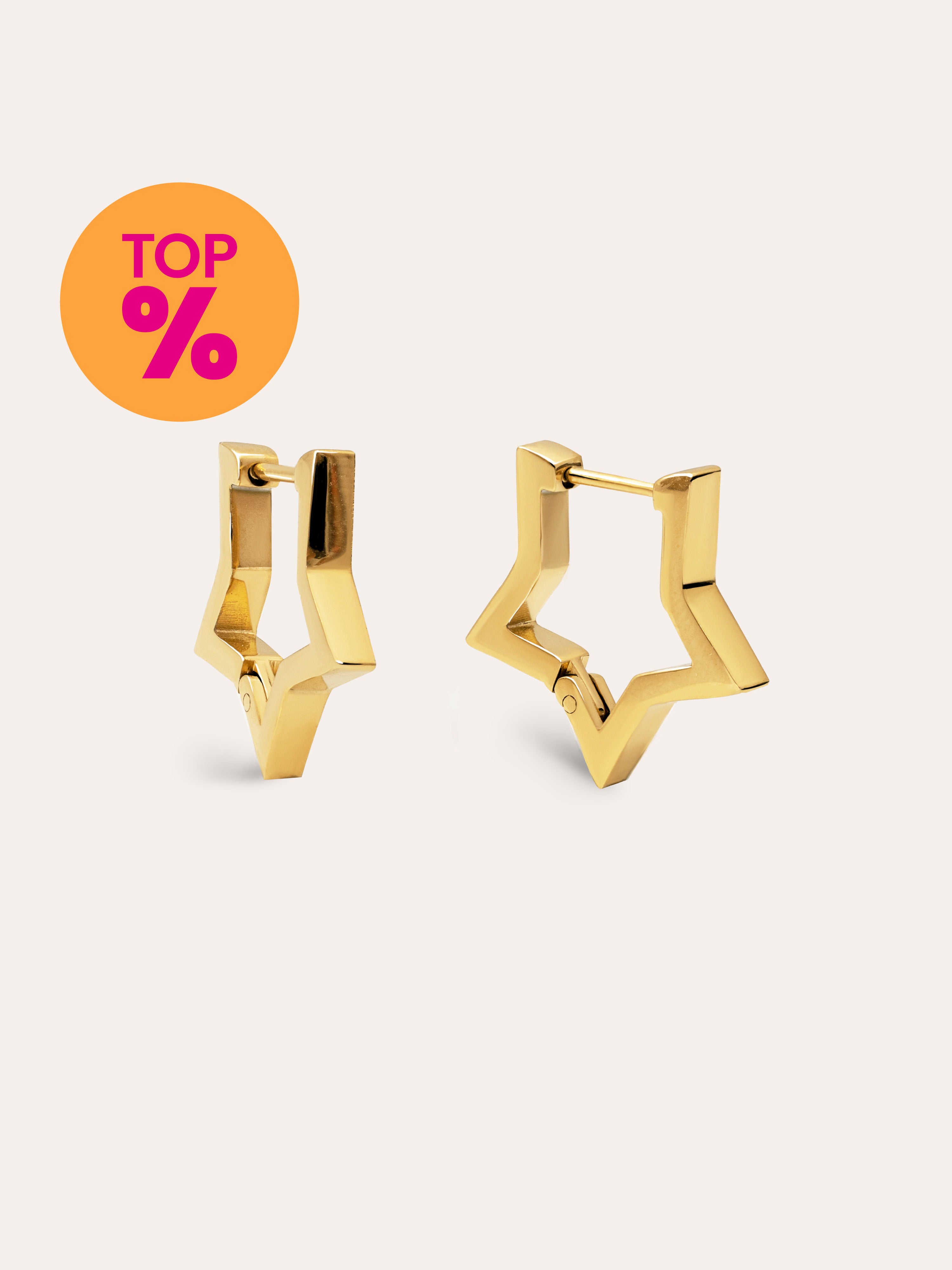 Pendientes Superstar Acero Baño Oro