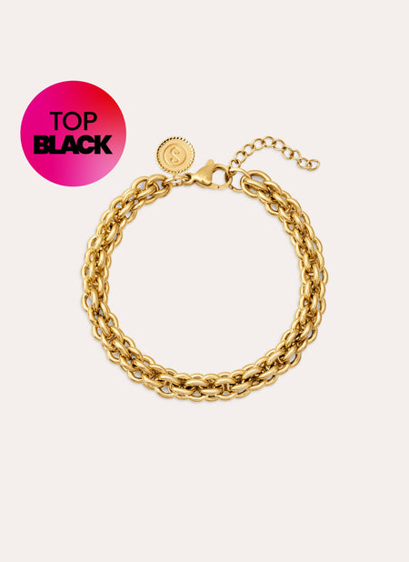 Pulsera Big Rope Acero Baño Oro