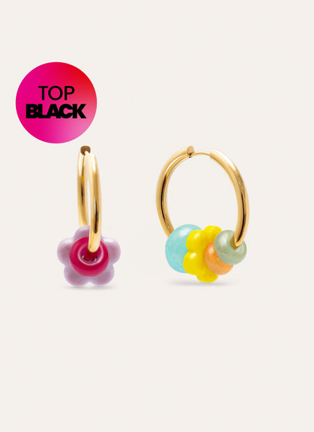 Carmen True Flower Colors Hoop Earrings 