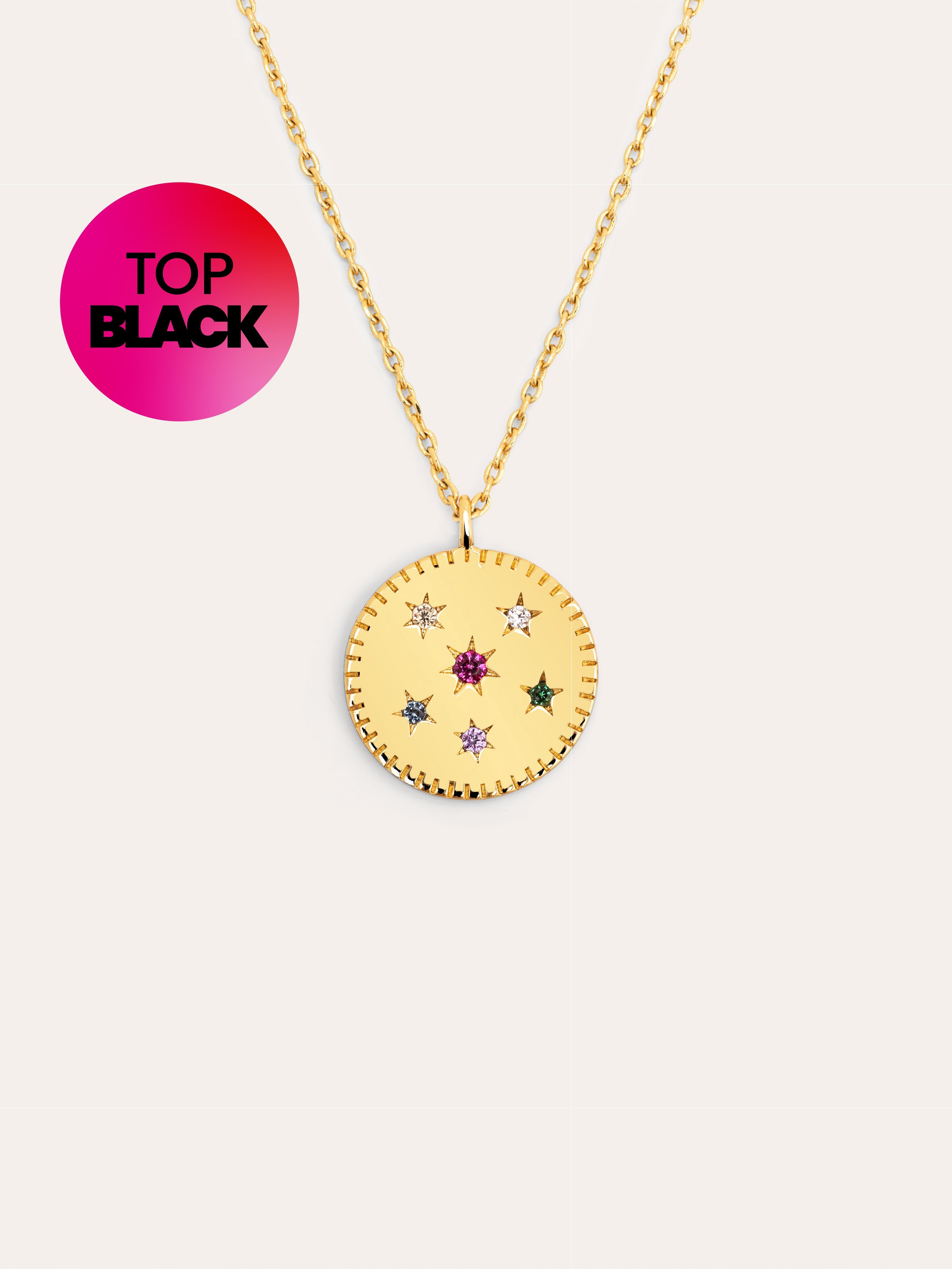 Medallion Spark Color Gold Necklace