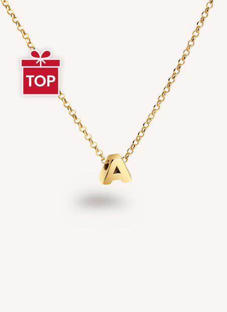 Collar Personalizado Single Letter Plata Baño Oro