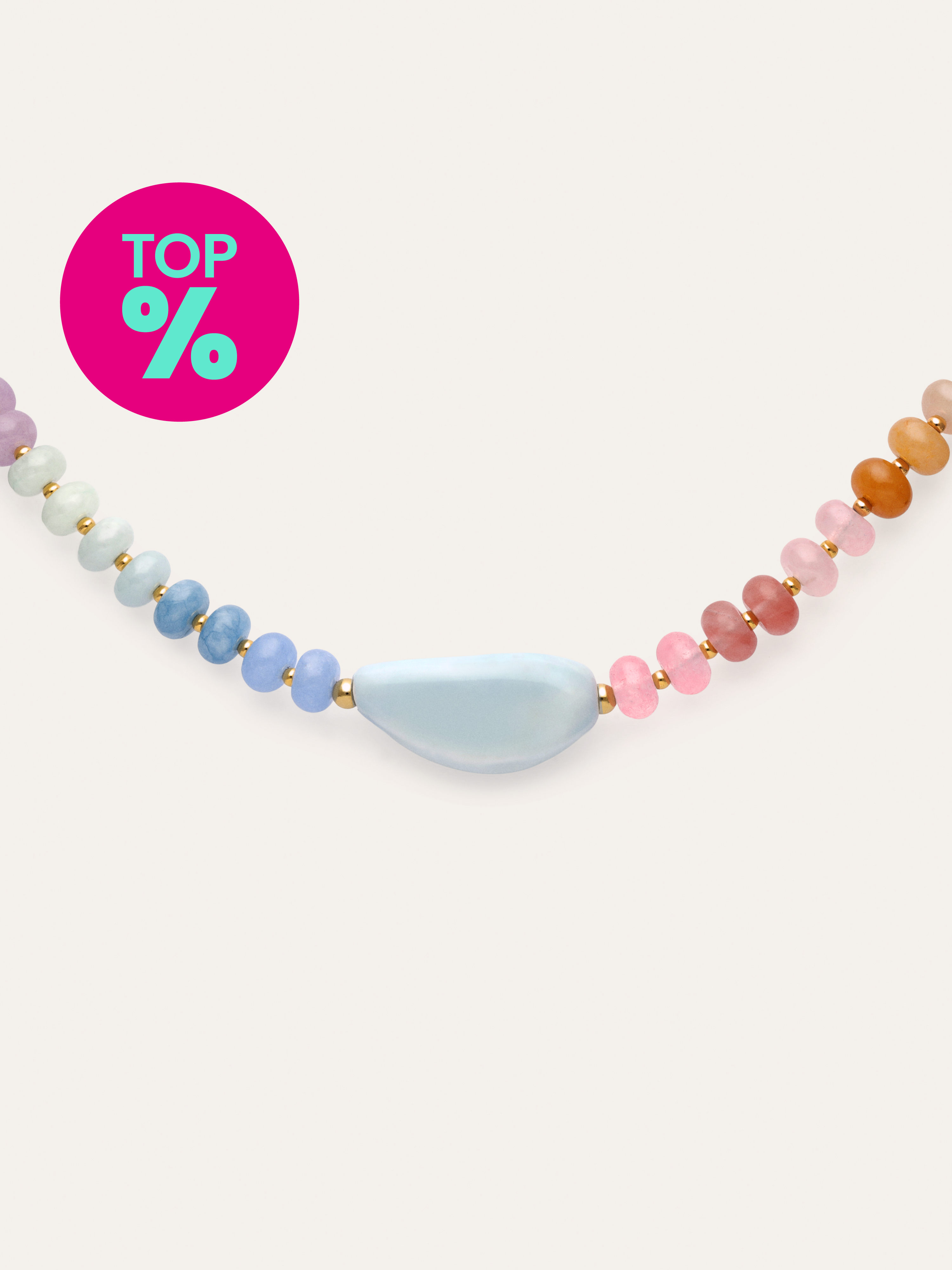Halskette Gummy Stones Edelstahl mit Goldbeschichtung