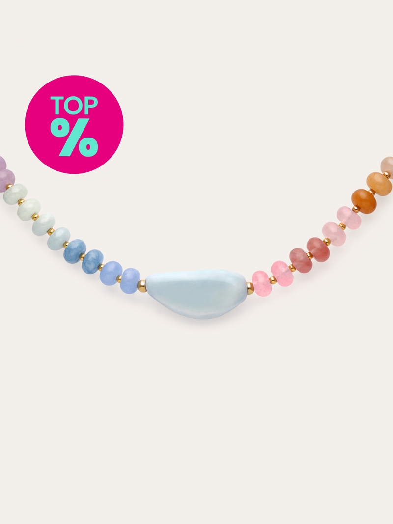 Halskette Gummy Stones Edelstahl mit Goldbeschichtung