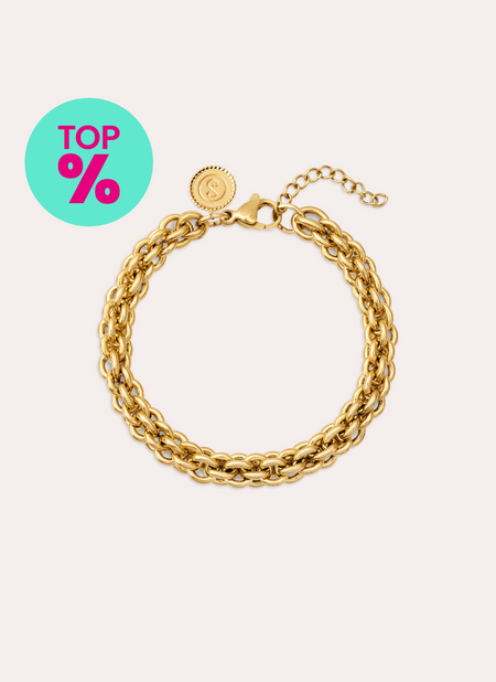Pulsera Big Rope Acero Baño Oro