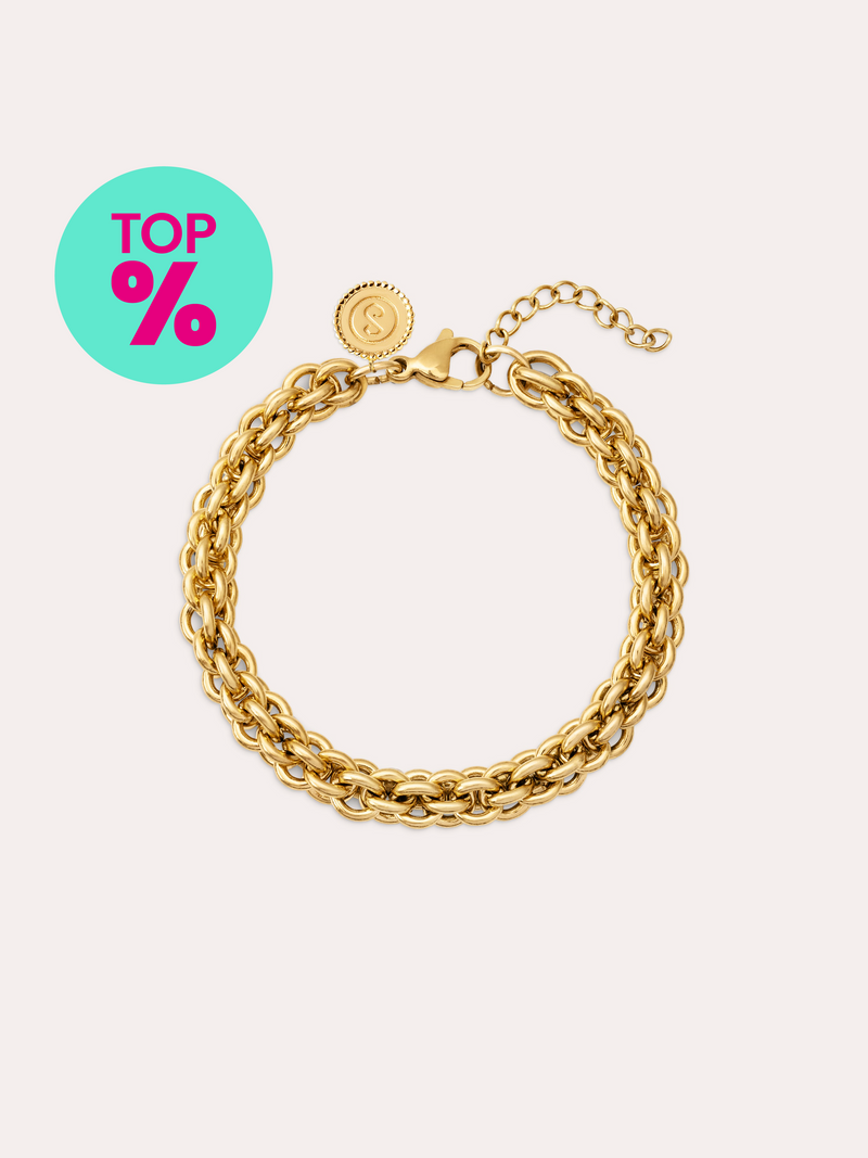Pulsera Big Rope Acero Baño Oro
