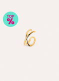 Pendiente Suelto Ear Cuff Cross Plata Baño Oro
