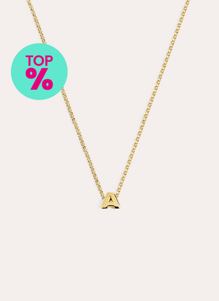 Collar Personalizado Single Letter Plata Baño Oro
