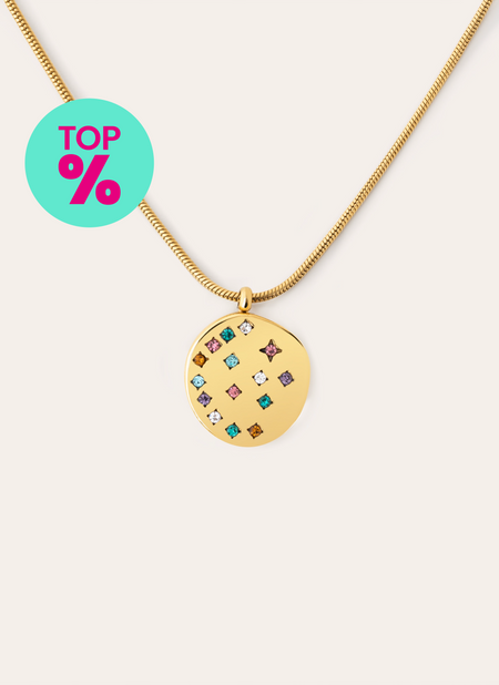 Collar Bling Rainbow Acero Baño Oro