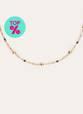 Collar Dots L Black Enamel Acero Baño Oro