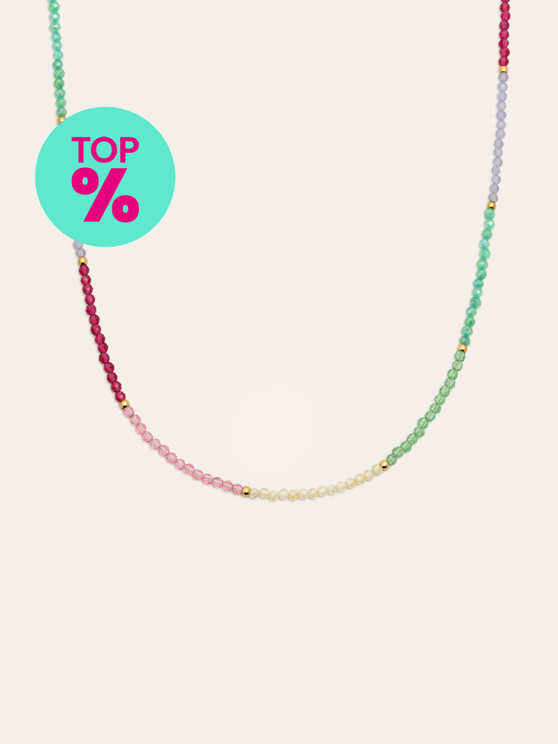 Collar Dye Dots Pastel Acero Baño Oro