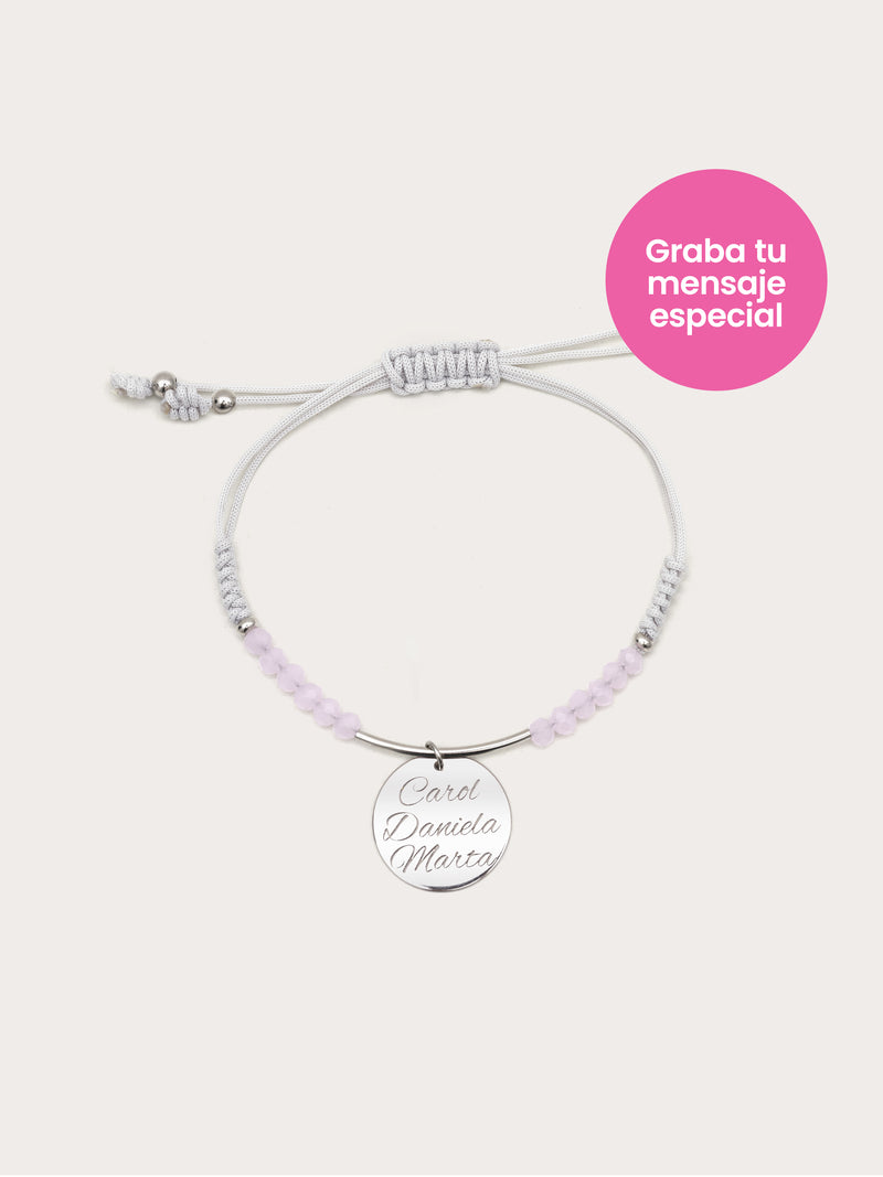 Pulsera Personalizada Dream Pink Plata