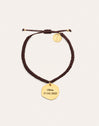 Pulsera Personalizada Medallion Marrón Acero Baño Oro