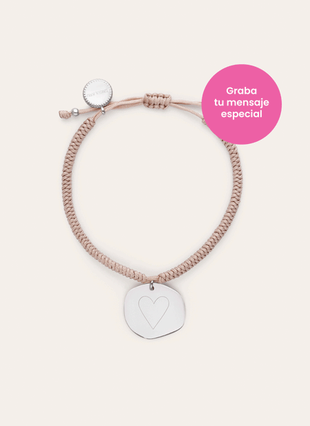 Bracelet Personnalisé Médaillon Organic Rose Acier