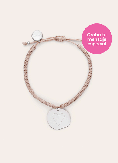 Bracelet Personnalisé Médaillon Organic Rose Acier