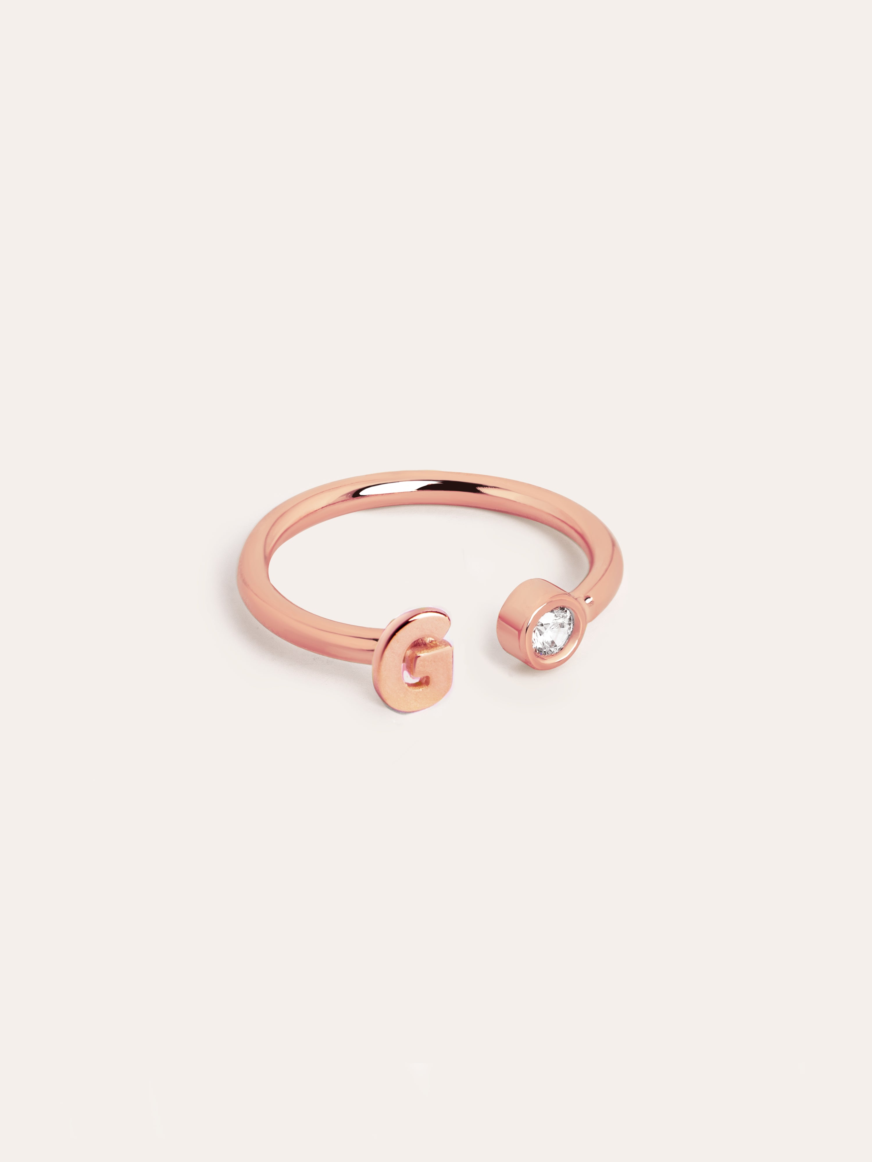 Anillo Personalizado Letter Spark Plata Baño Oro Rosa