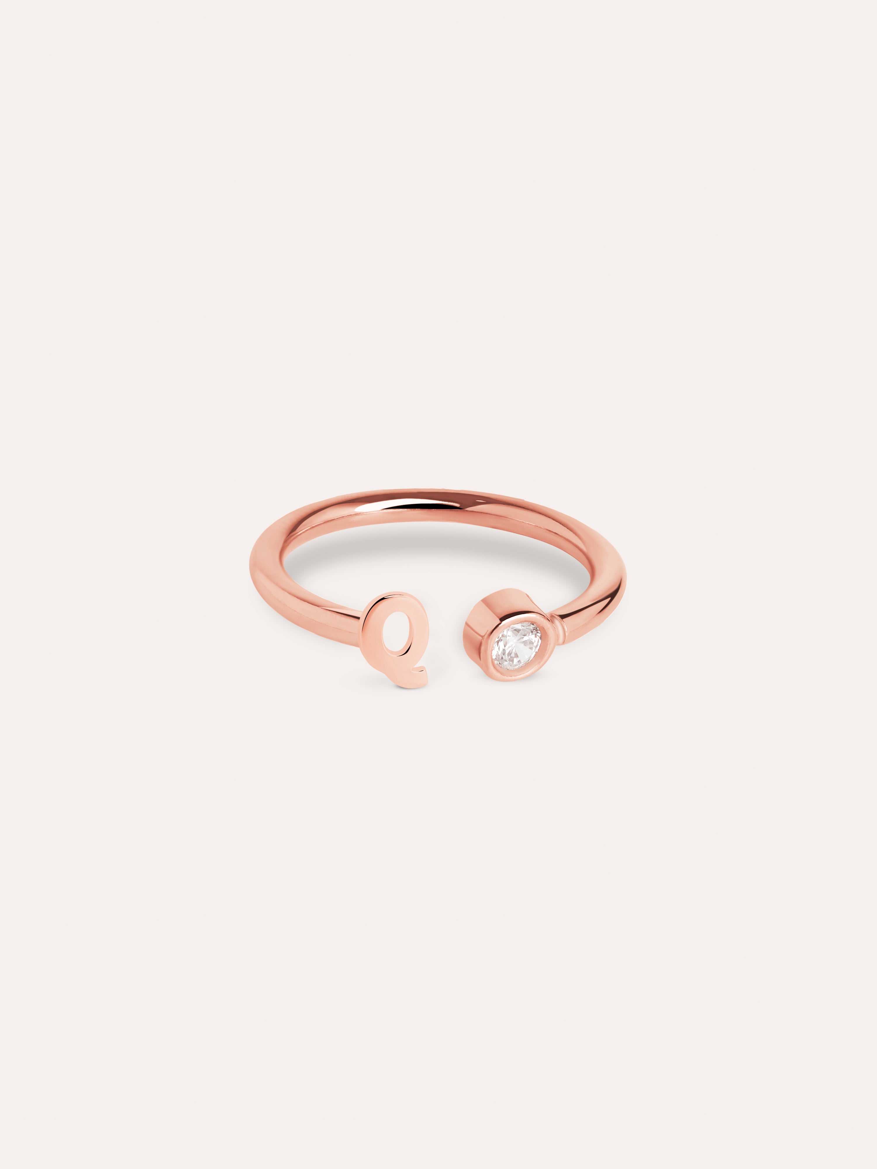 Anillo Personalizado Letter Spark Plata Baño Oro Rosa