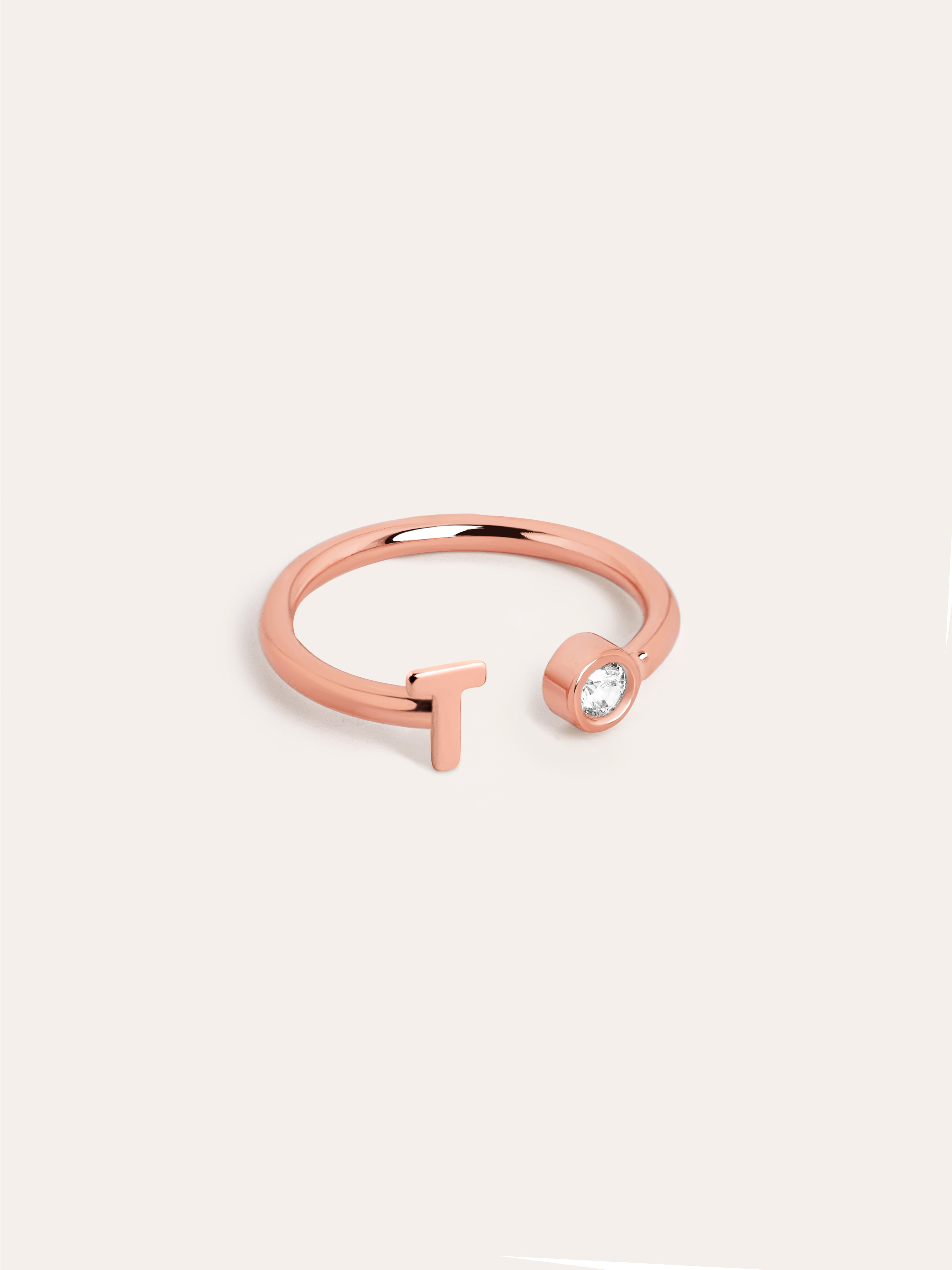 Anillo Personalizado Letter Spark Plata Baño Oro Rosa