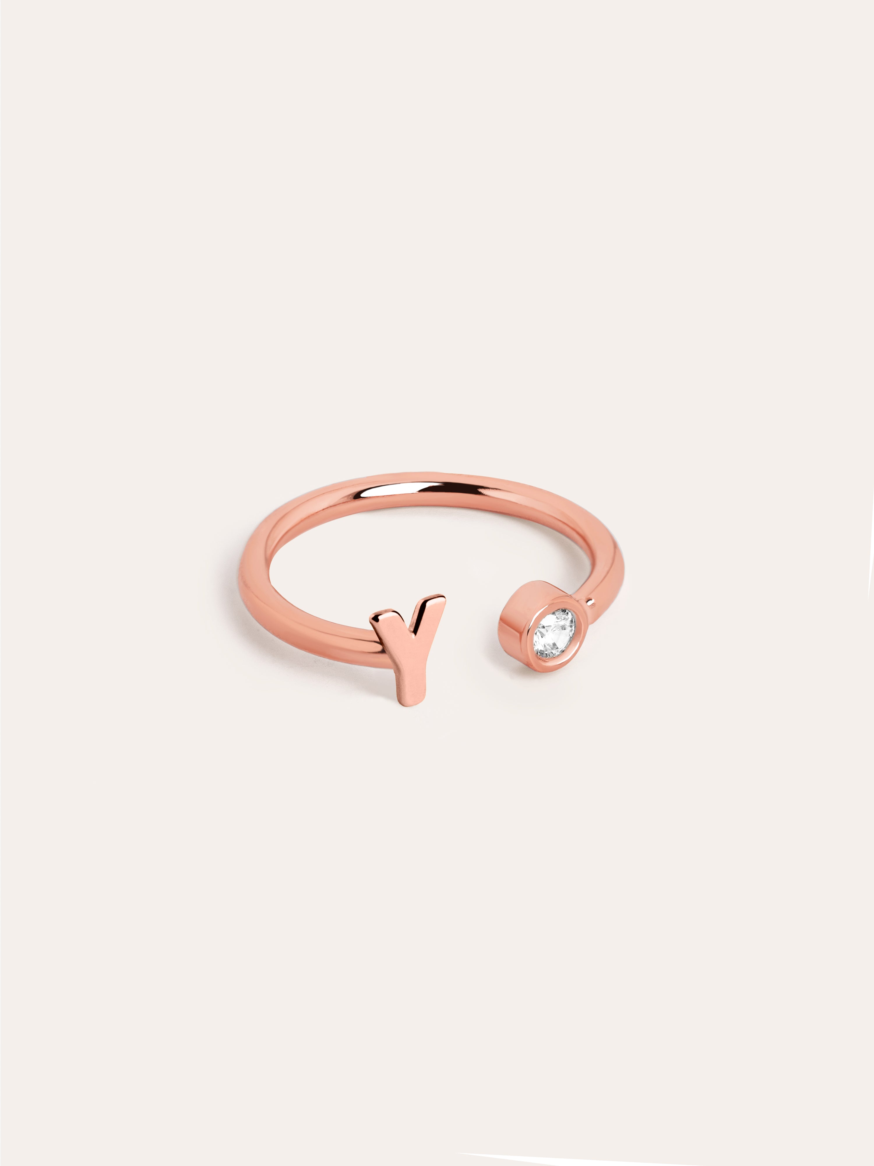 Anillo Personalizado Letter Spark Plata Baño Oro Rosa