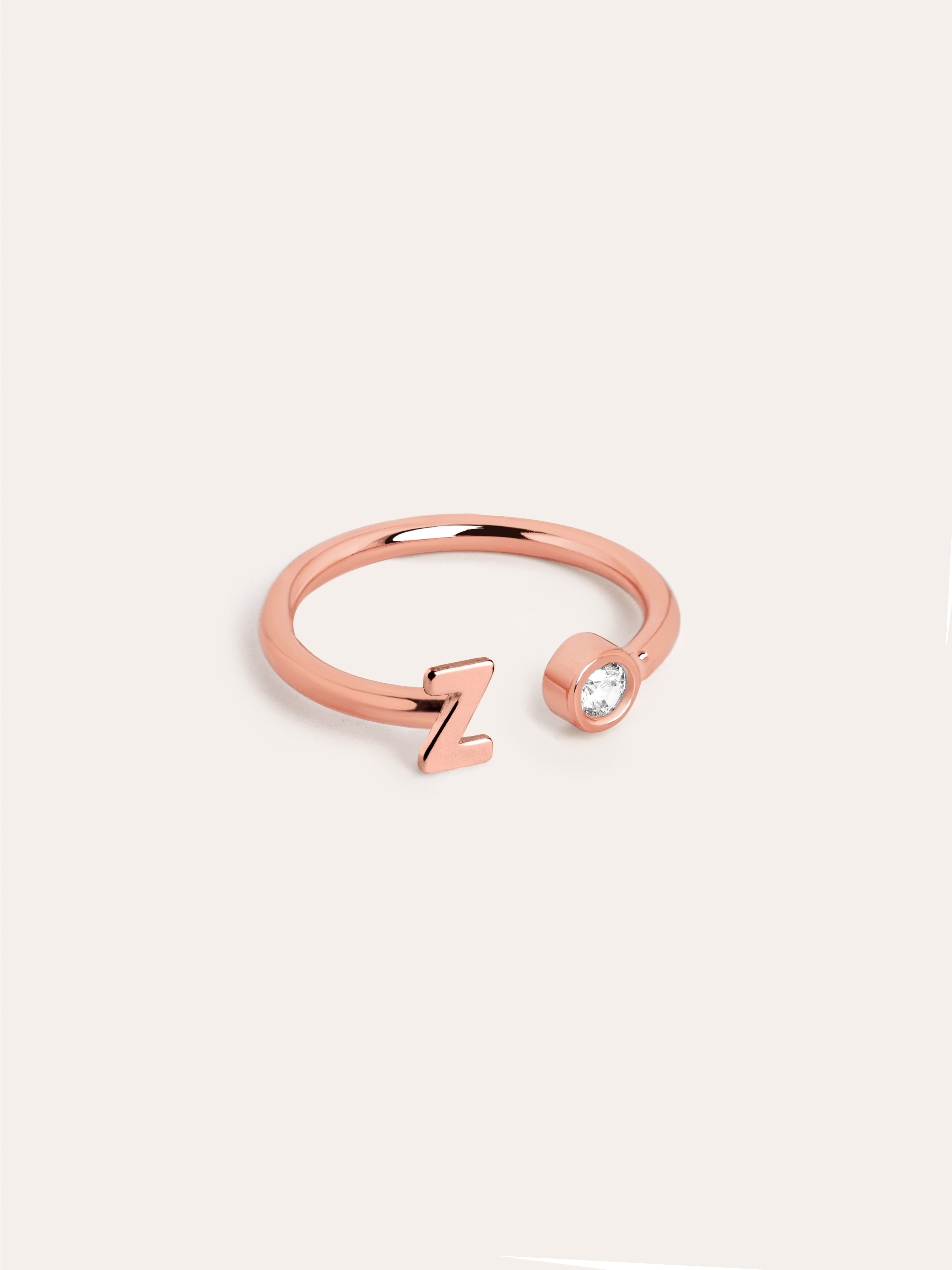 Anillo Personalizado Letter Spark Plata Baño Oro Rosa