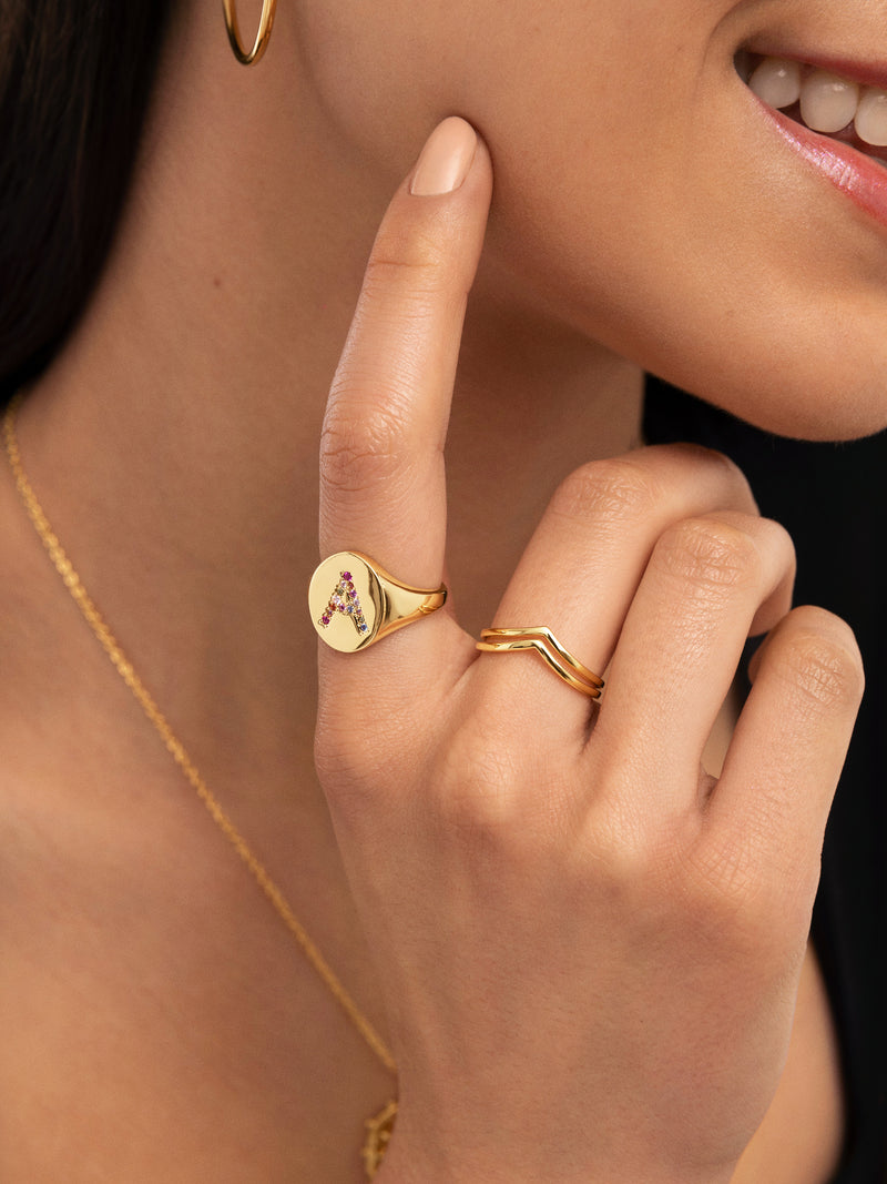 Peak-ring van staal met een goudlaag、】【