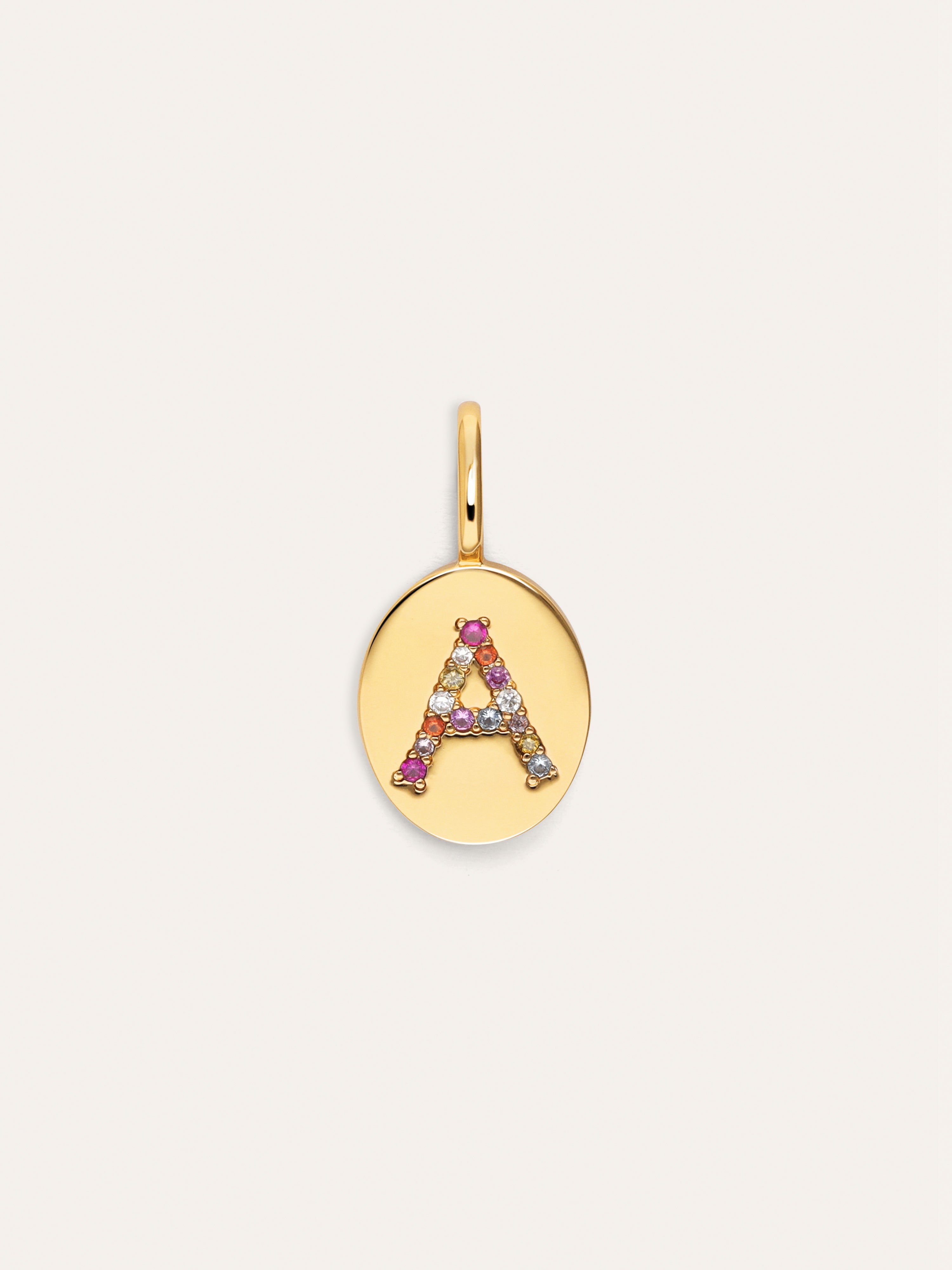 Signet Letter Colors Personalized Gold Charm