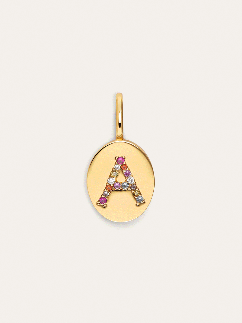 Charm Personalizado Signet Letter Colors Baño Oro