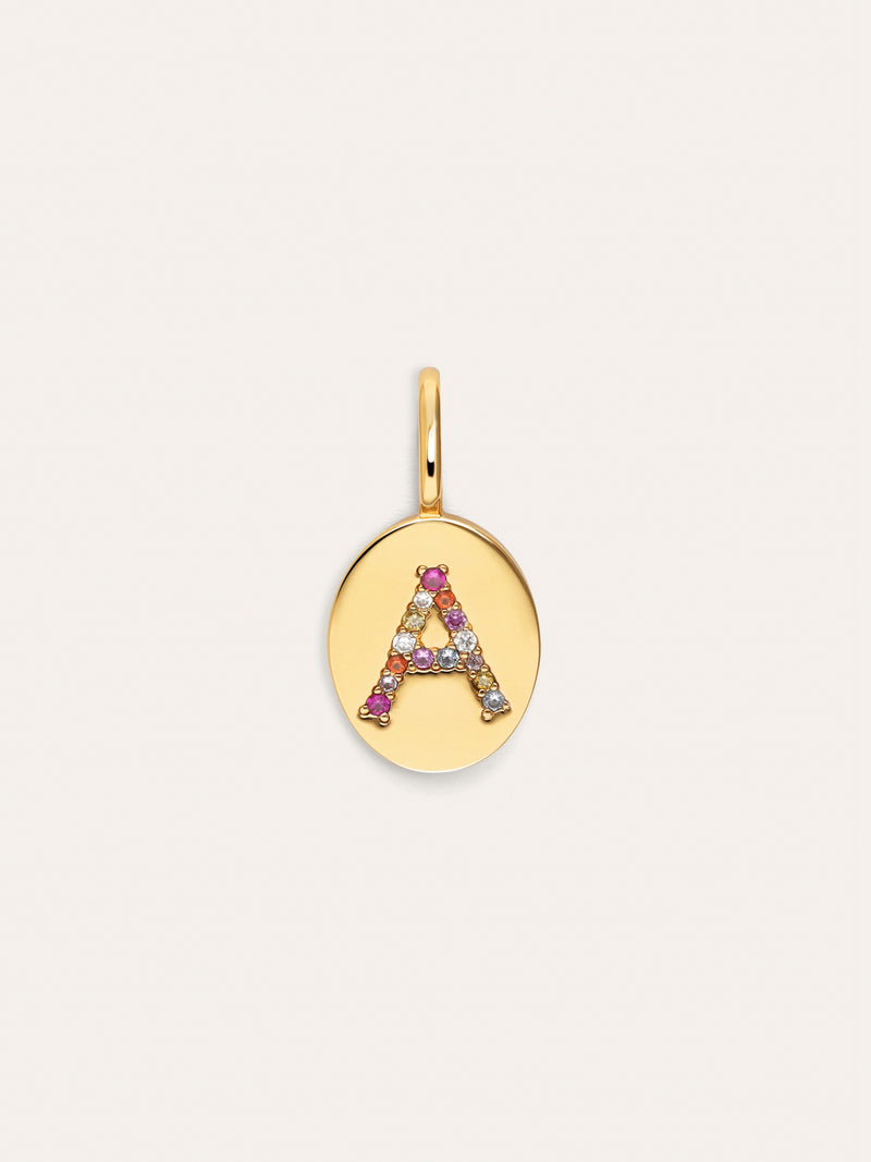 Charm Personalizado Signet Letter Colors Baño Oro