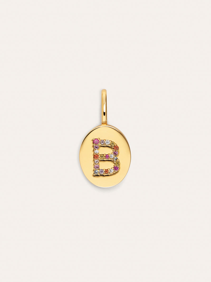 Charm Personalizado Signet Letter Colors Baño Oro