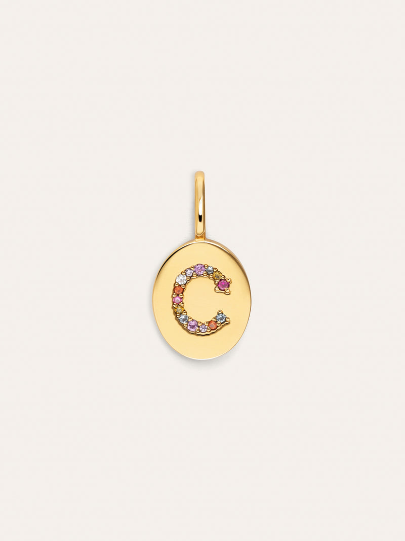 Charm Personalizado Signet Letter Colors Baño Oro
