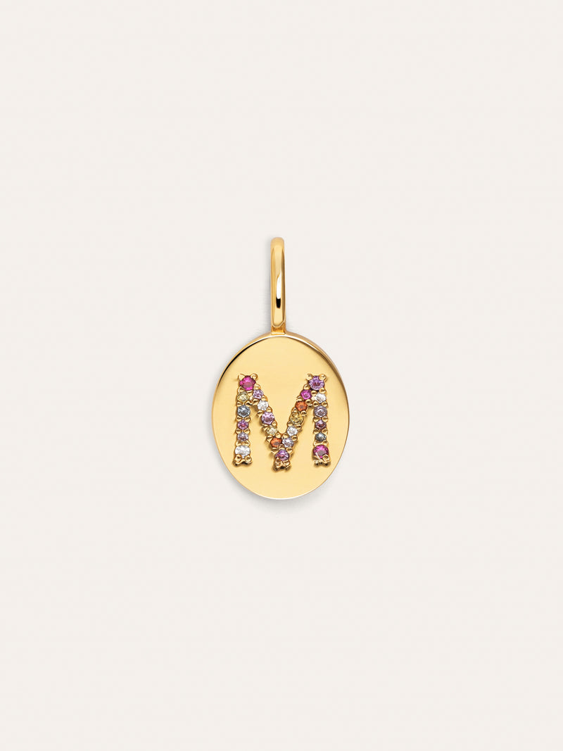 Charm Personalizado Signet Letter Colors Baño Oro