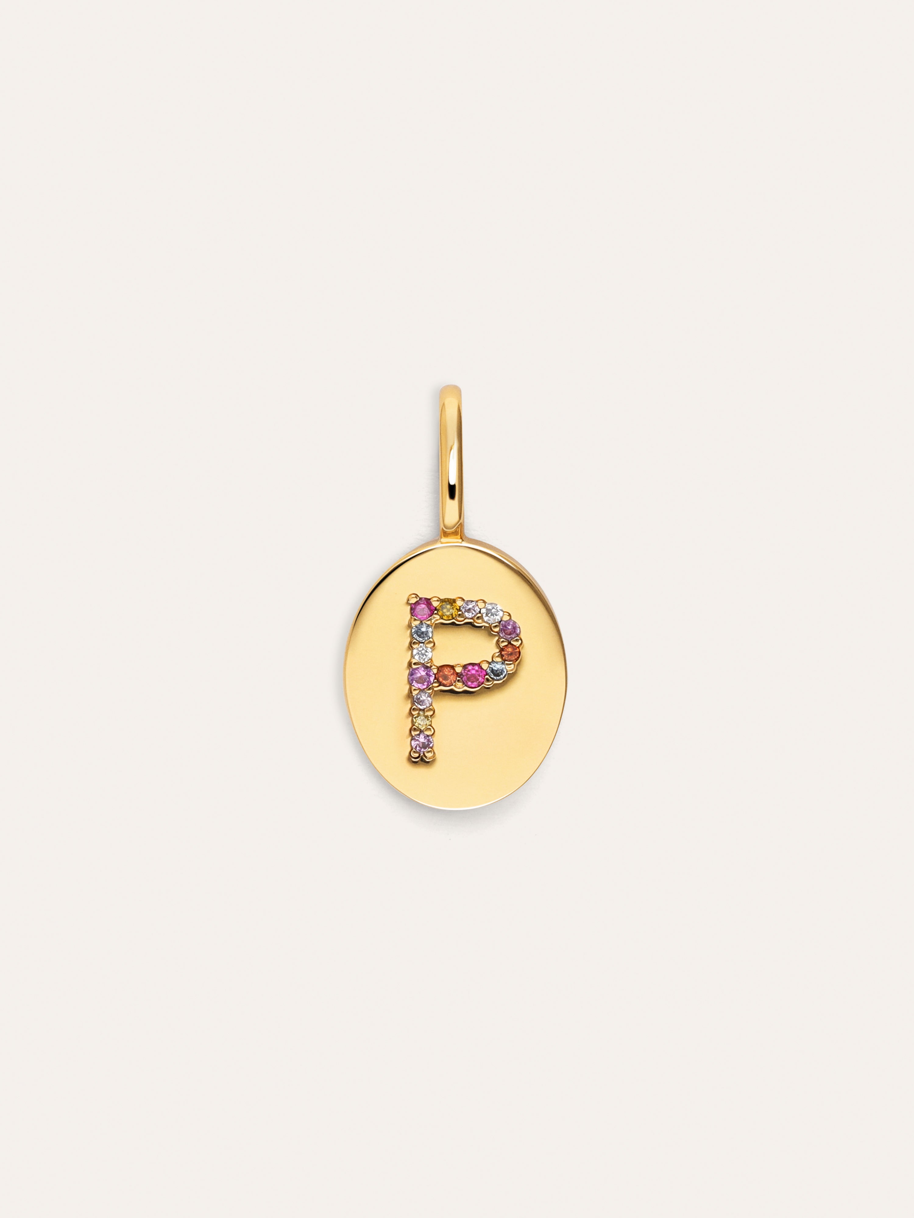 Signet Letter Colors Personalized Gold Charm