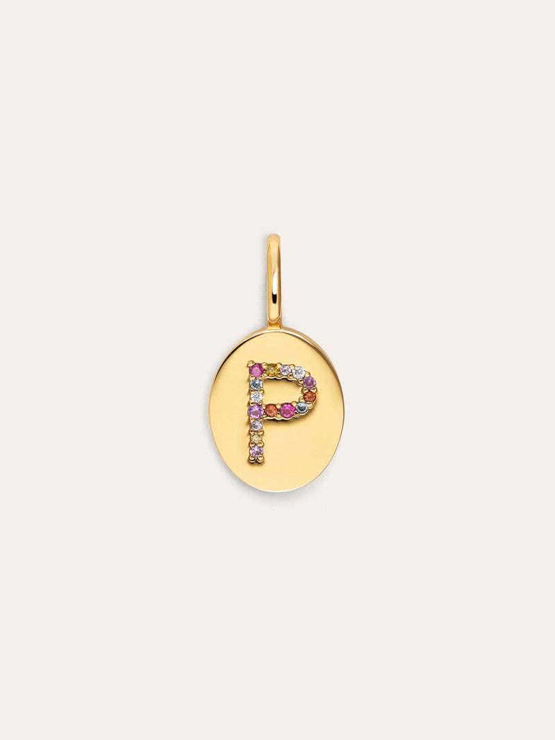 Charm Personalizado Signet Letter Colors Baño Oro
