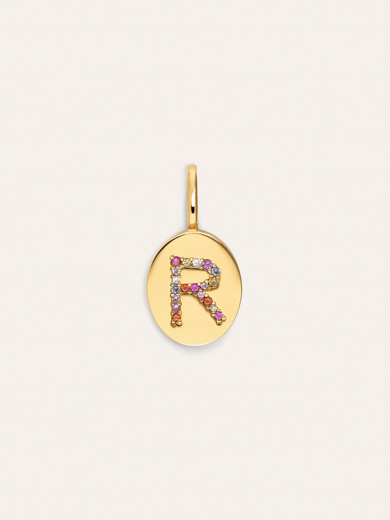 Charm Personalizado Signet Letter Colors Baño Oro