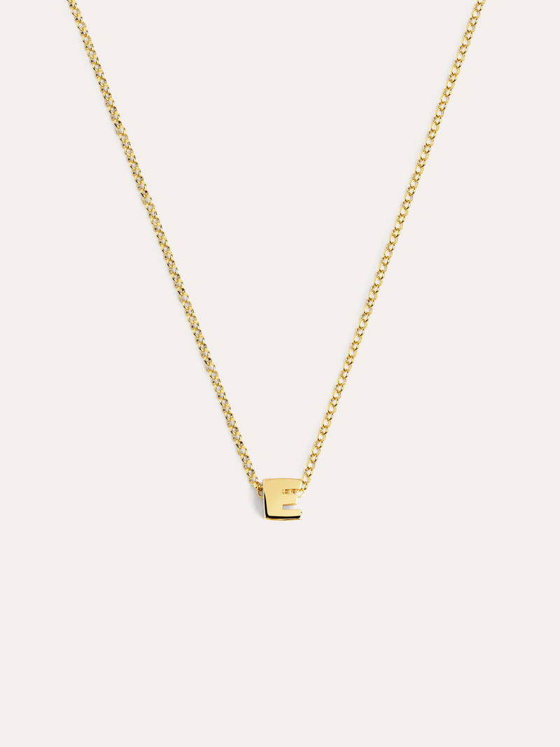 Collar Personalizado Single Letter Plata Baño Oro
