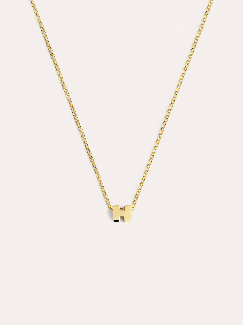 Collar Personalizado Single Letter Plata Baño Oro