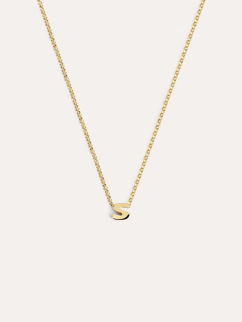 Collar Personalizado Single Letter Plata Baño Oro