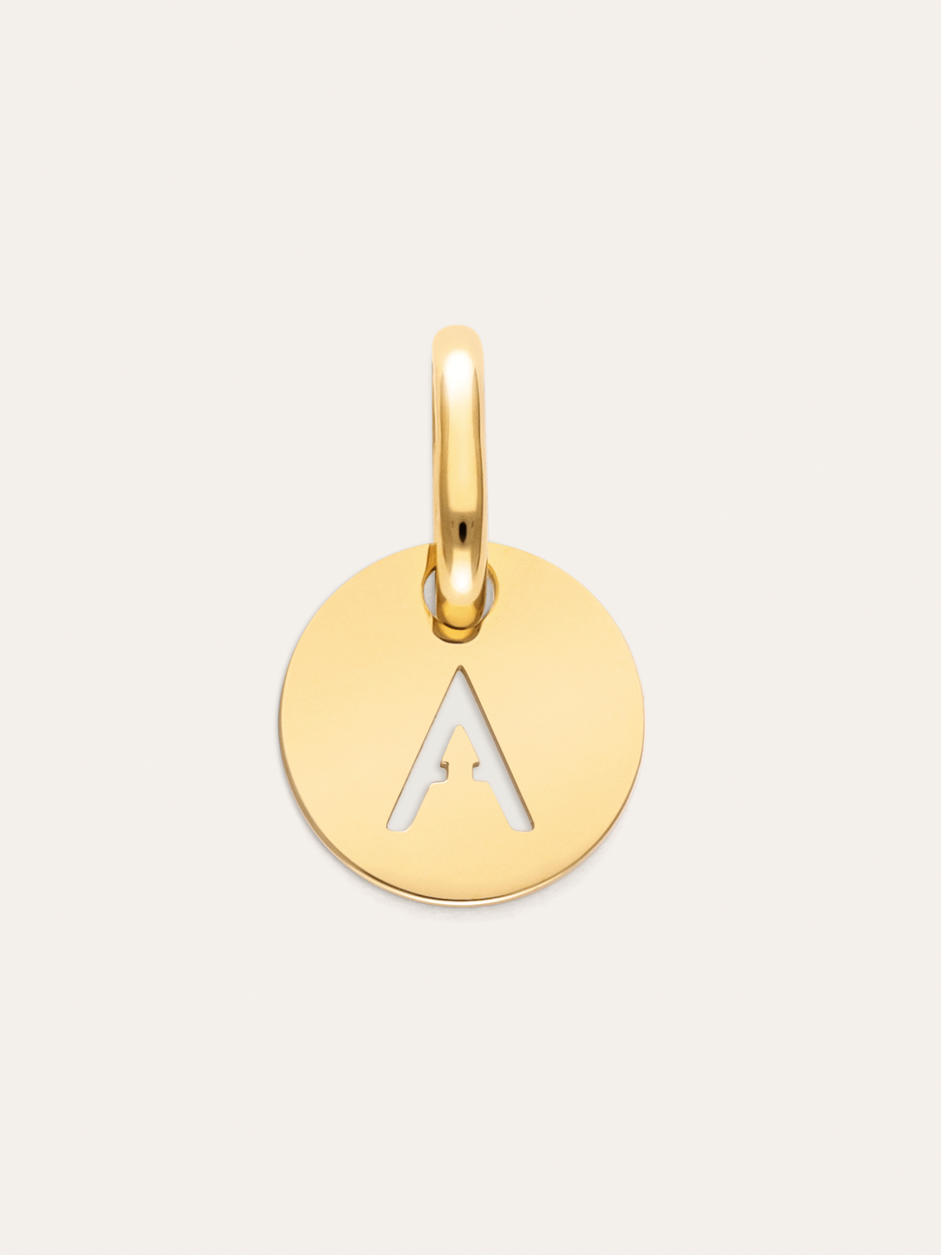 Charm Mini Medallion Letter Acero Baño Oro