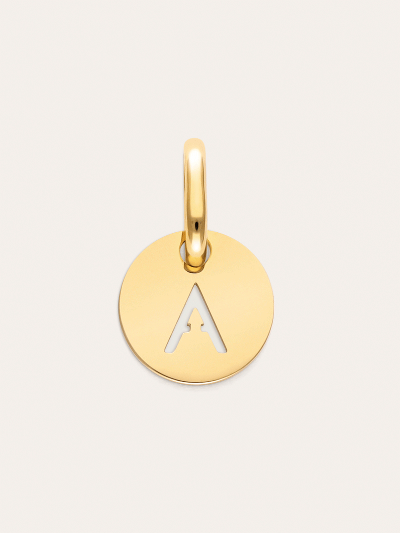 Charm Mini Medallion Letter Acero Baño Oro